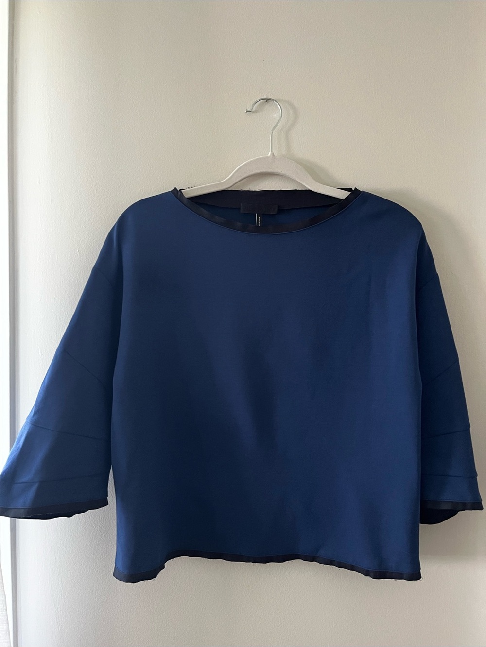 Avant-Garde Jil Sander’s Archive Navy with Black Raw Edge Trim Boxy Women's Top